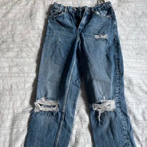 ZARA Ripped Mom Jean Fit Denim Jeans